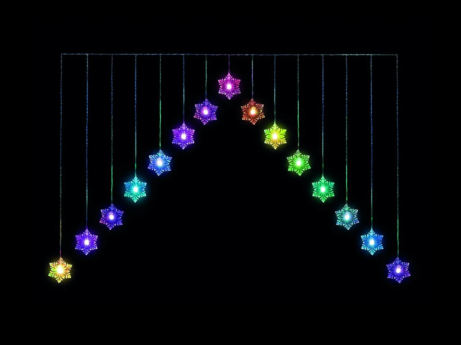 1.2m Snowflake ‘V’ Curtain Light - Colour Changing