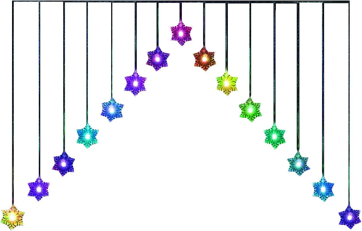 1.2m Snowflake ‘V’ Curtain Light - Colour Changing - Image 2