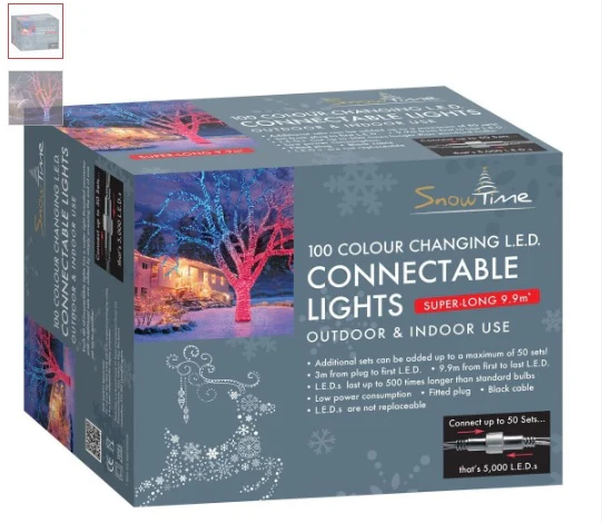 100 Colour Changing LED Red & Blue Connectable Frosted Lights Set - Image 2