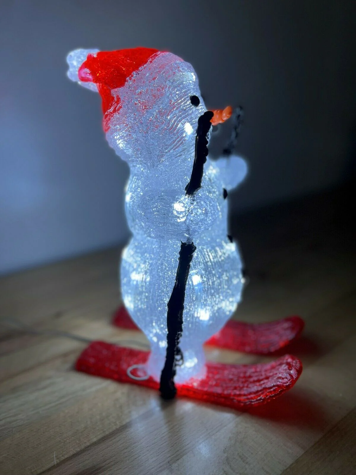 29cm Acrylic Skiing Snowman with 30 Ice White LED's - Image 5