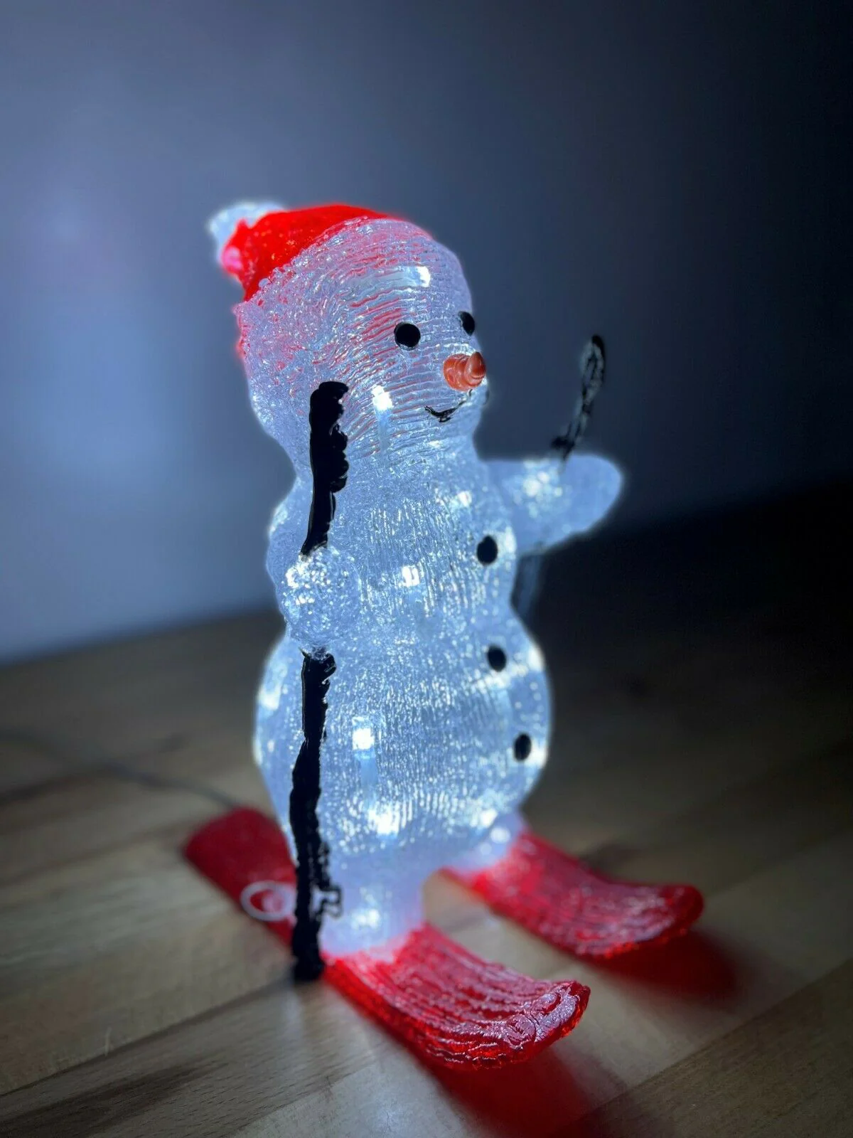 29cm Acrylic Skiing Snowman with 30 Ice White LED's - Image 6