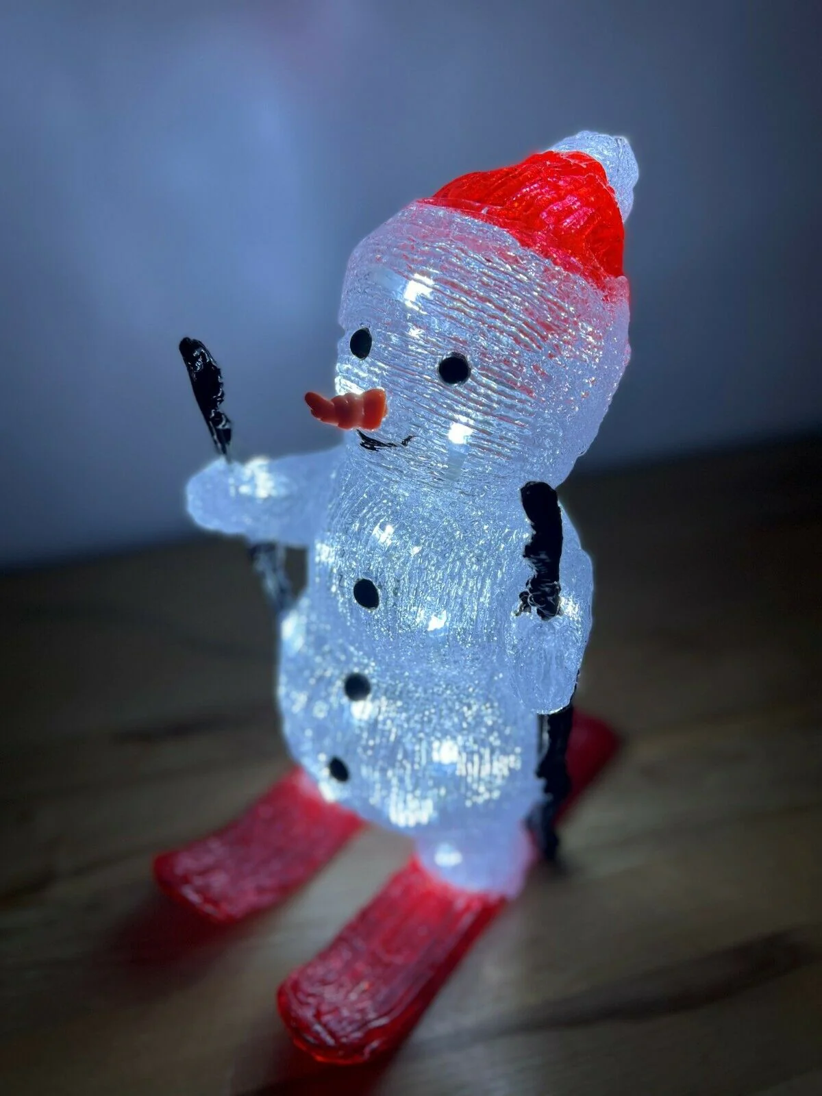 29cm Acrylic Skiing Snowman with 30 Ice White LED's - Image 8