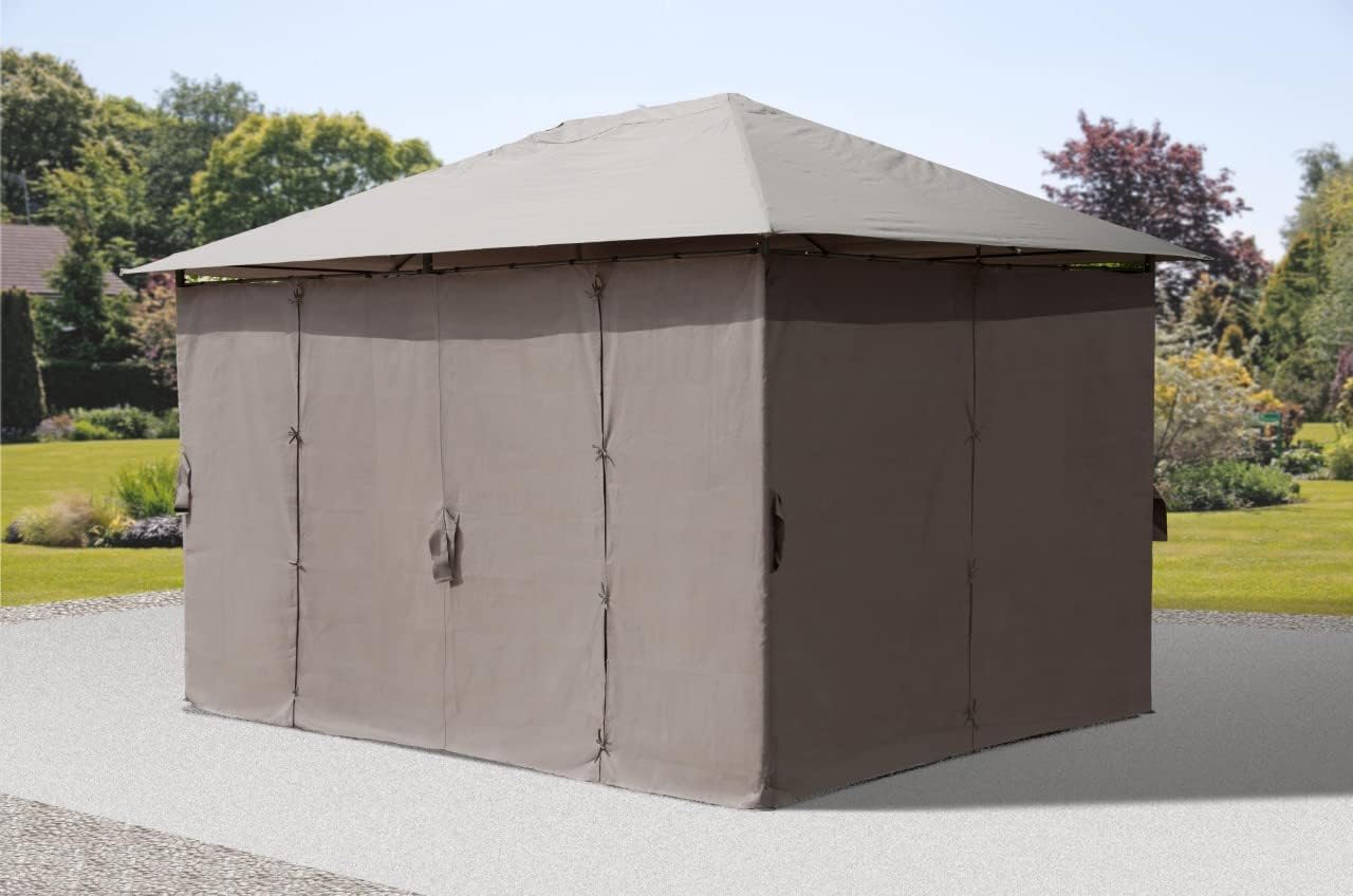 3m x 4m Large Grey Lilly Gazebo with Side Curtains - Image 2