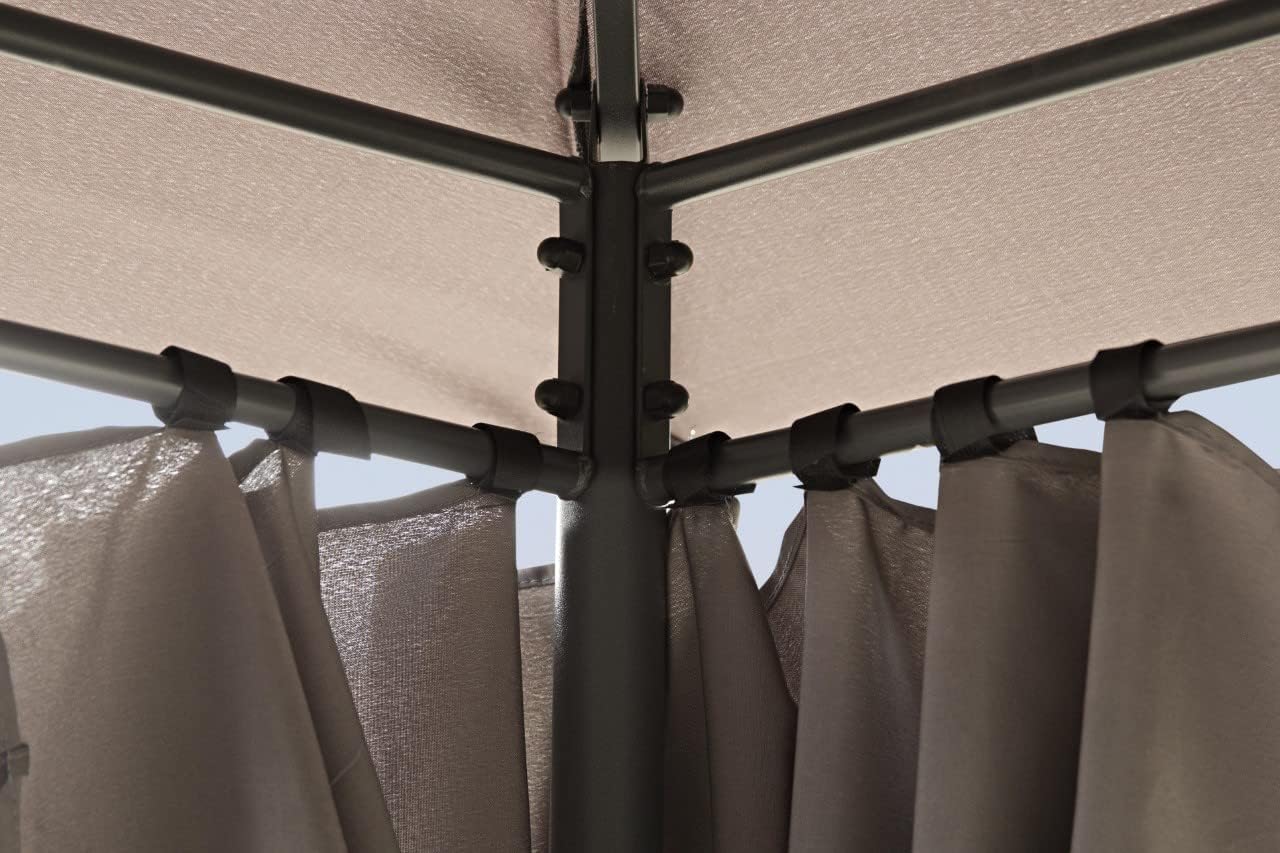3m x 4m Large Grey Lilly Gazebo with Side Curtains - Image 6