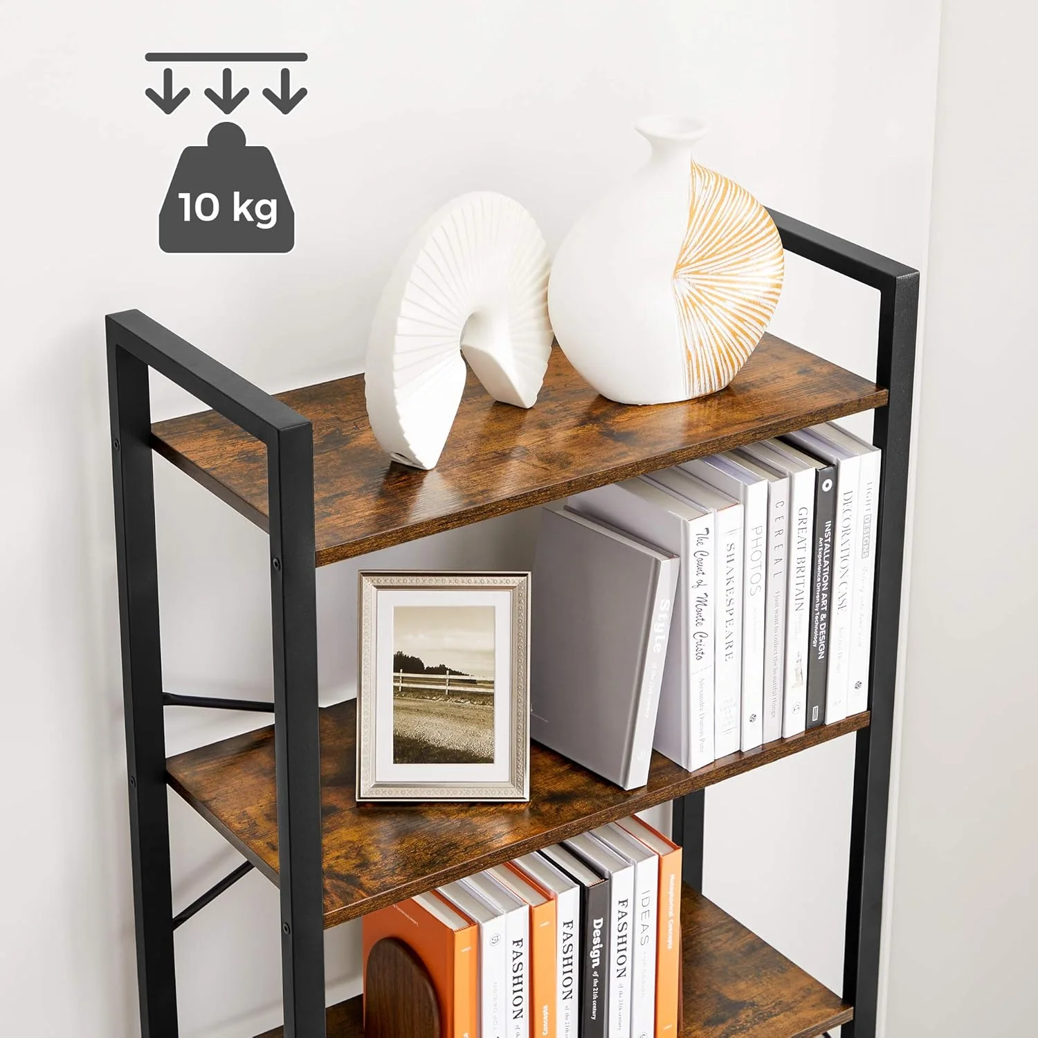 6-Tier Rustic Brown Bookcase - 66cm Wide - Image 6