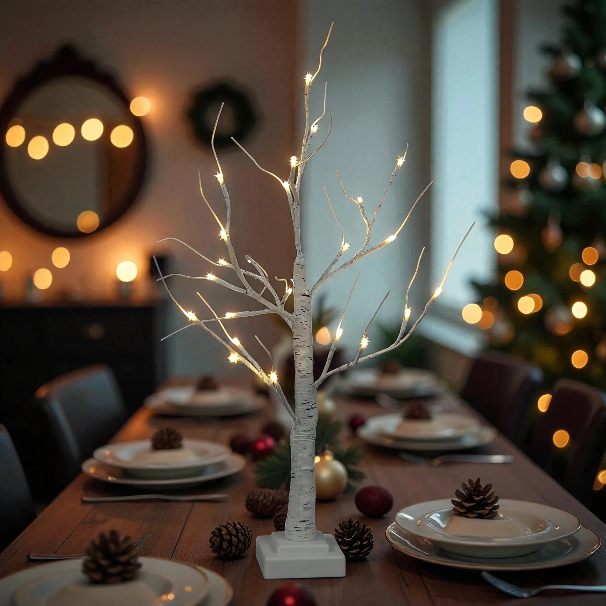 60cm White Birch Tree with 24 Warm White LEDs - Image 3