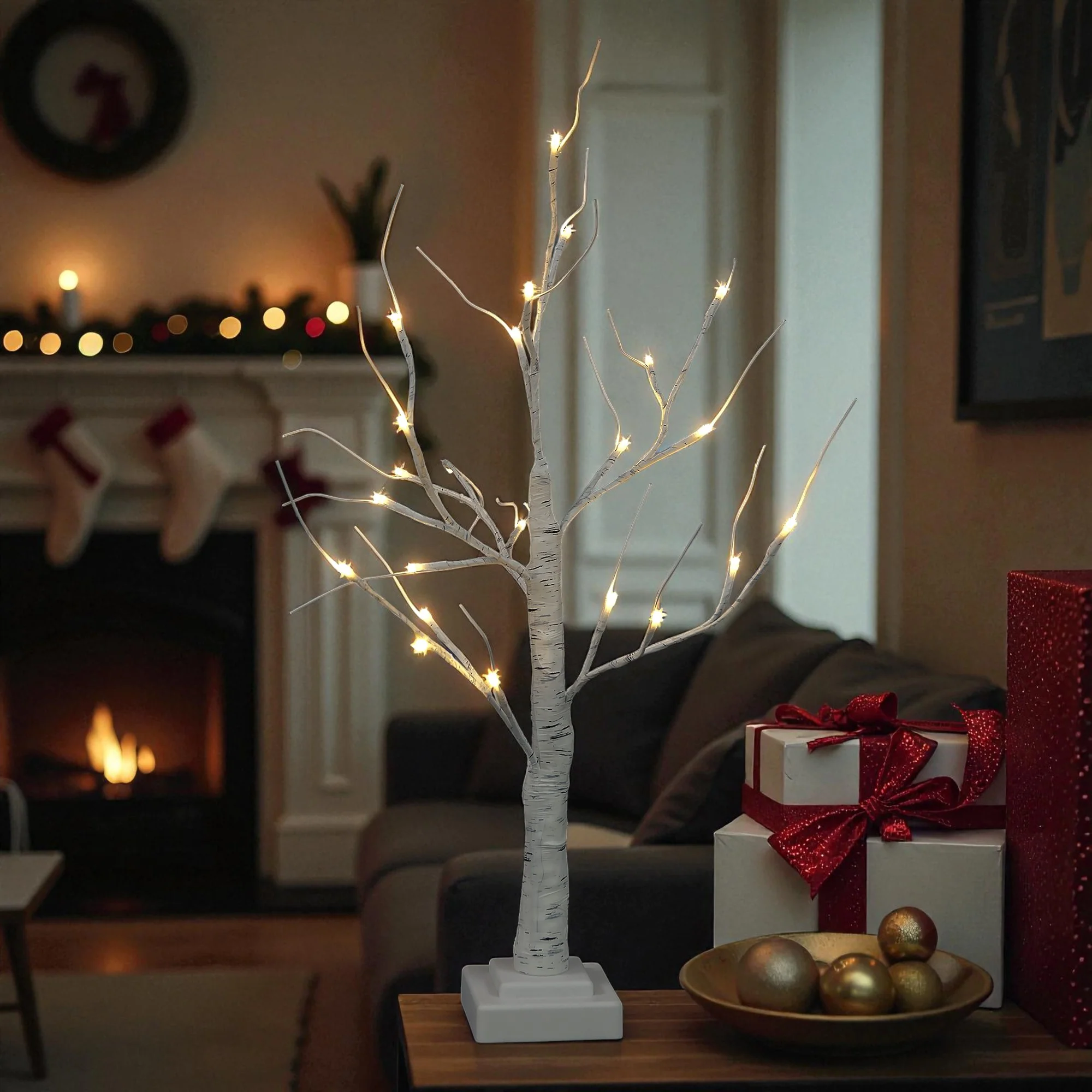 60cm White Birch Tree with 24 Warm White LEDs - Image 4