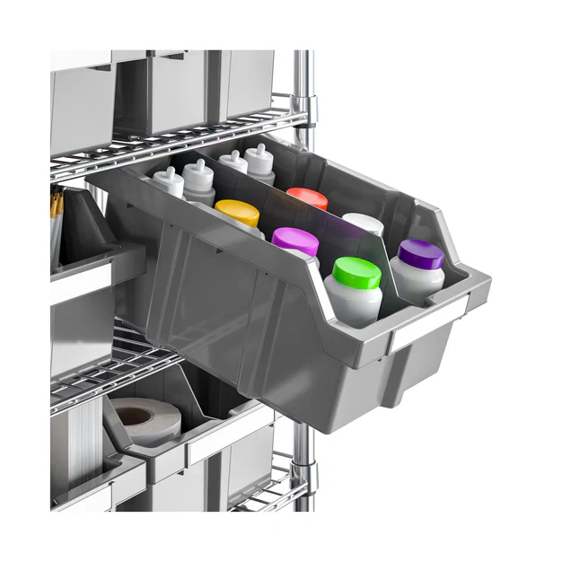 Seville Classics 7 Tier Commercial Bin Storage with 16 Bins & Wheels - Image 4