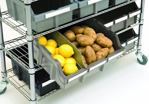 Seville Classics 7 Tier Commercial Bin Storage with 16 Bins & Wheels - Image 5