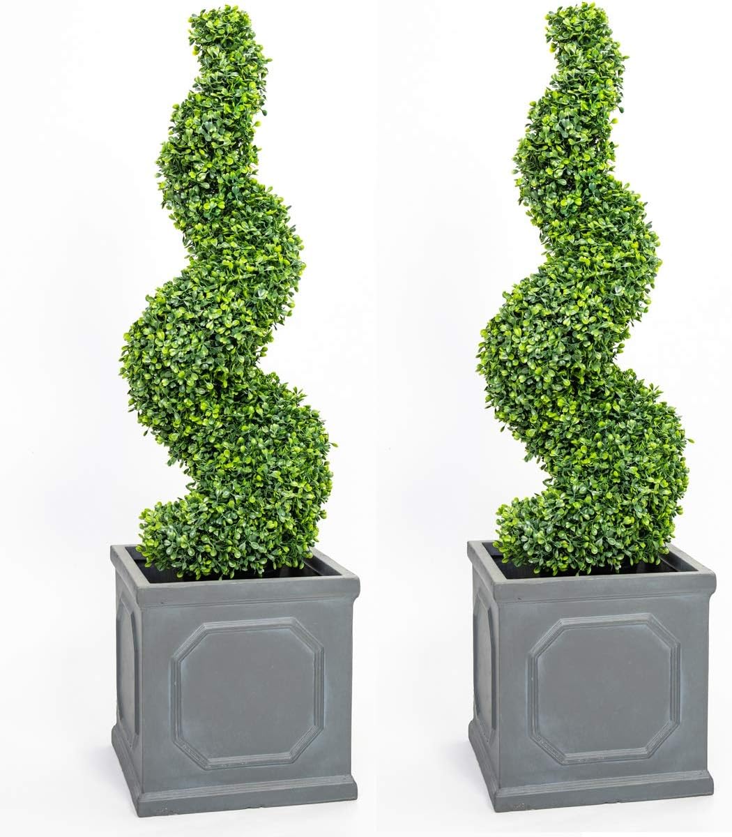 90cm Artificial Buxus Topiary Spiral Tree - Image 3