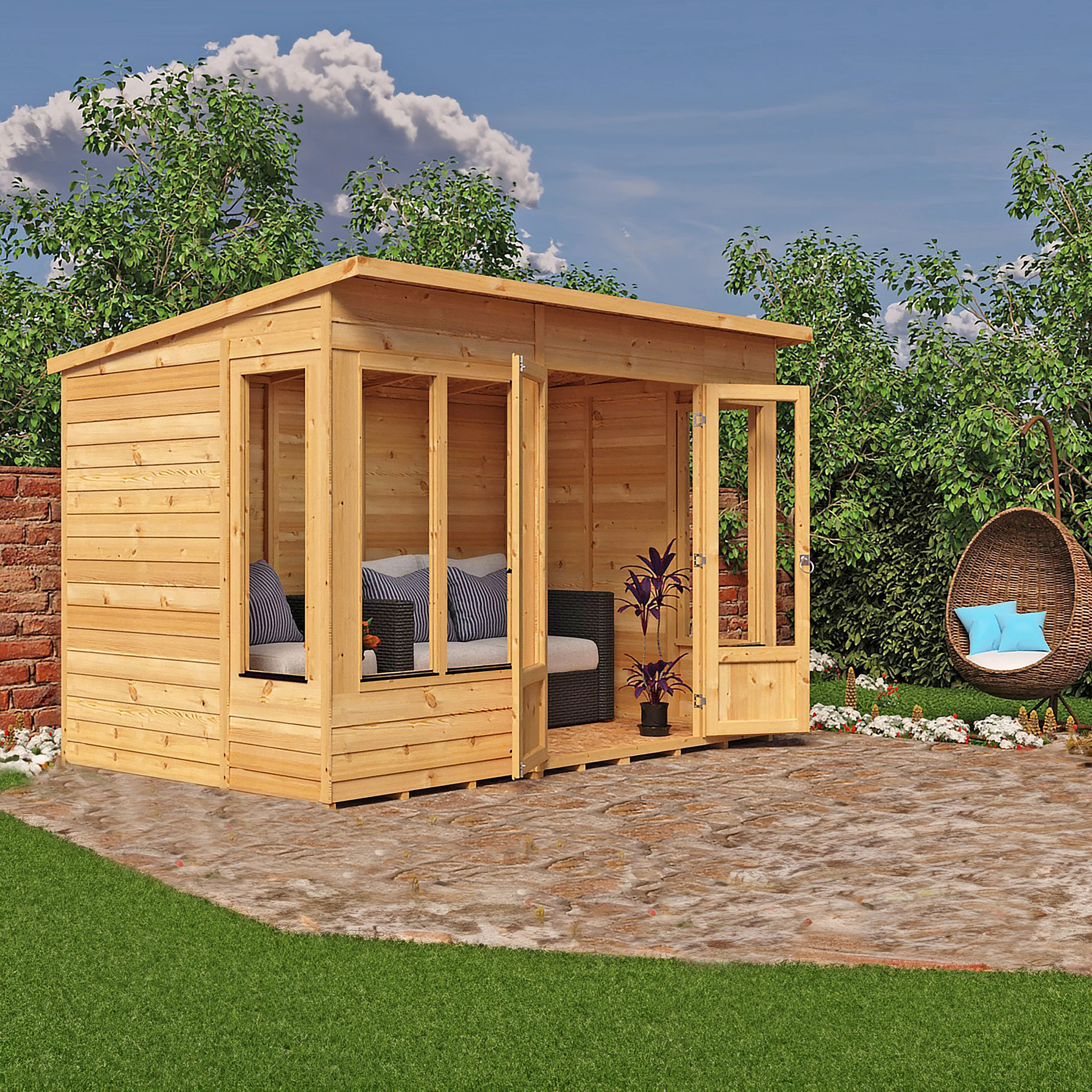 Alora 10 ft x 6 ft Pent Overlap Sumerhouse - Image 5