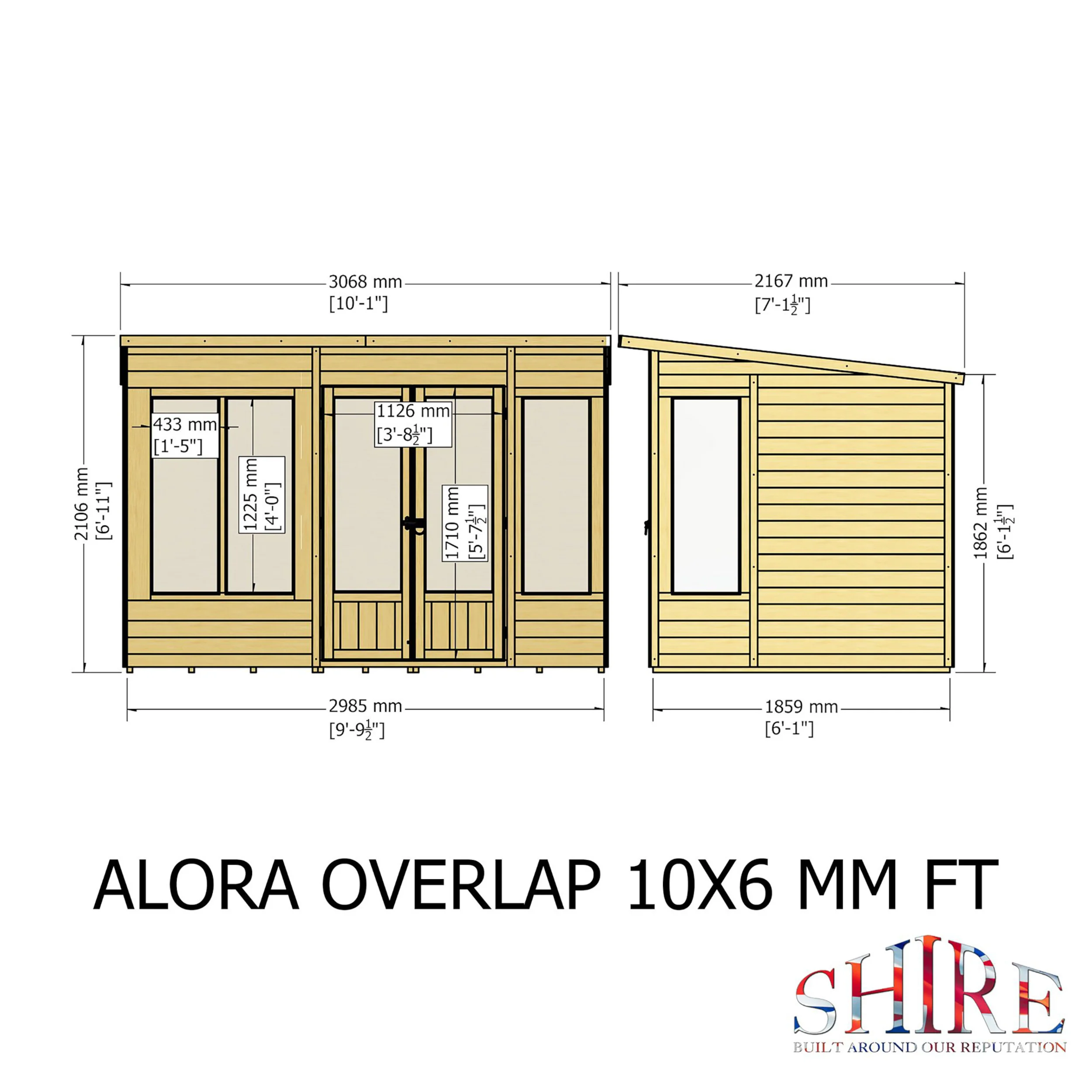 Alora 10 ft x 6 ft Pent Overlap Sumerhouse - Image 7