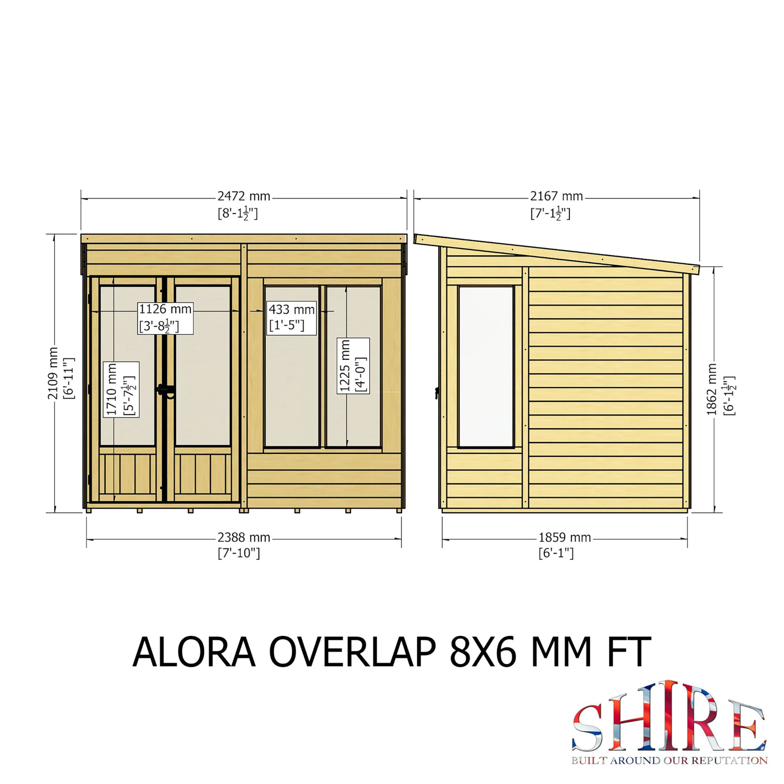 Alora 8 ft x 6 ft Pent Overlap Sumerhouse - Image 7