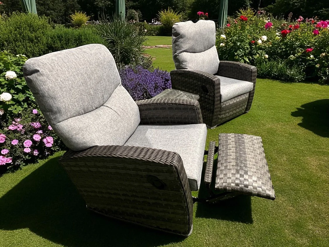 Amalfi Reclining Chair Bistro Set in Grey - Image 2