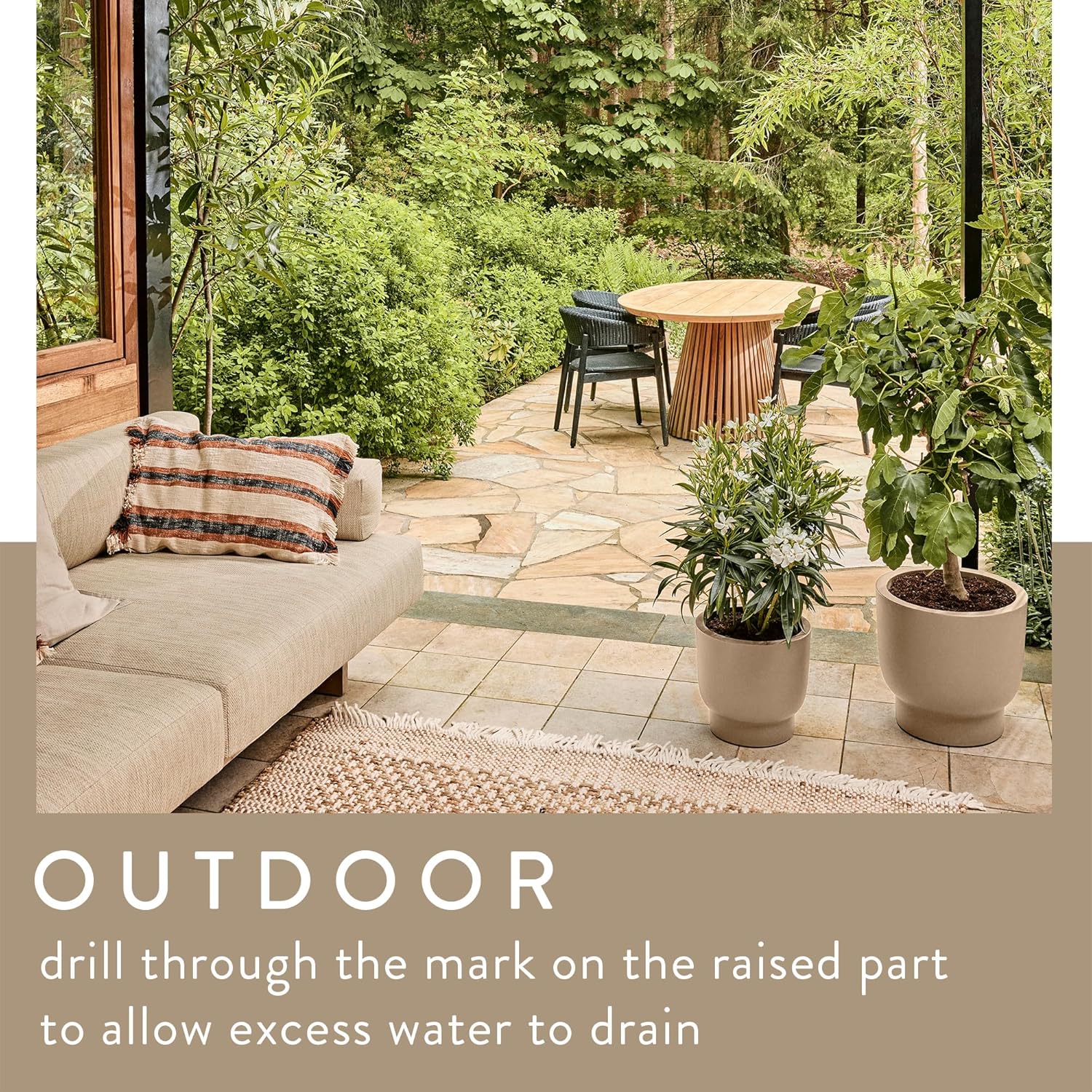 Amber Grail 30cm Indoor / Outdoor Plat Pot - Balanced Beige - Image 4
