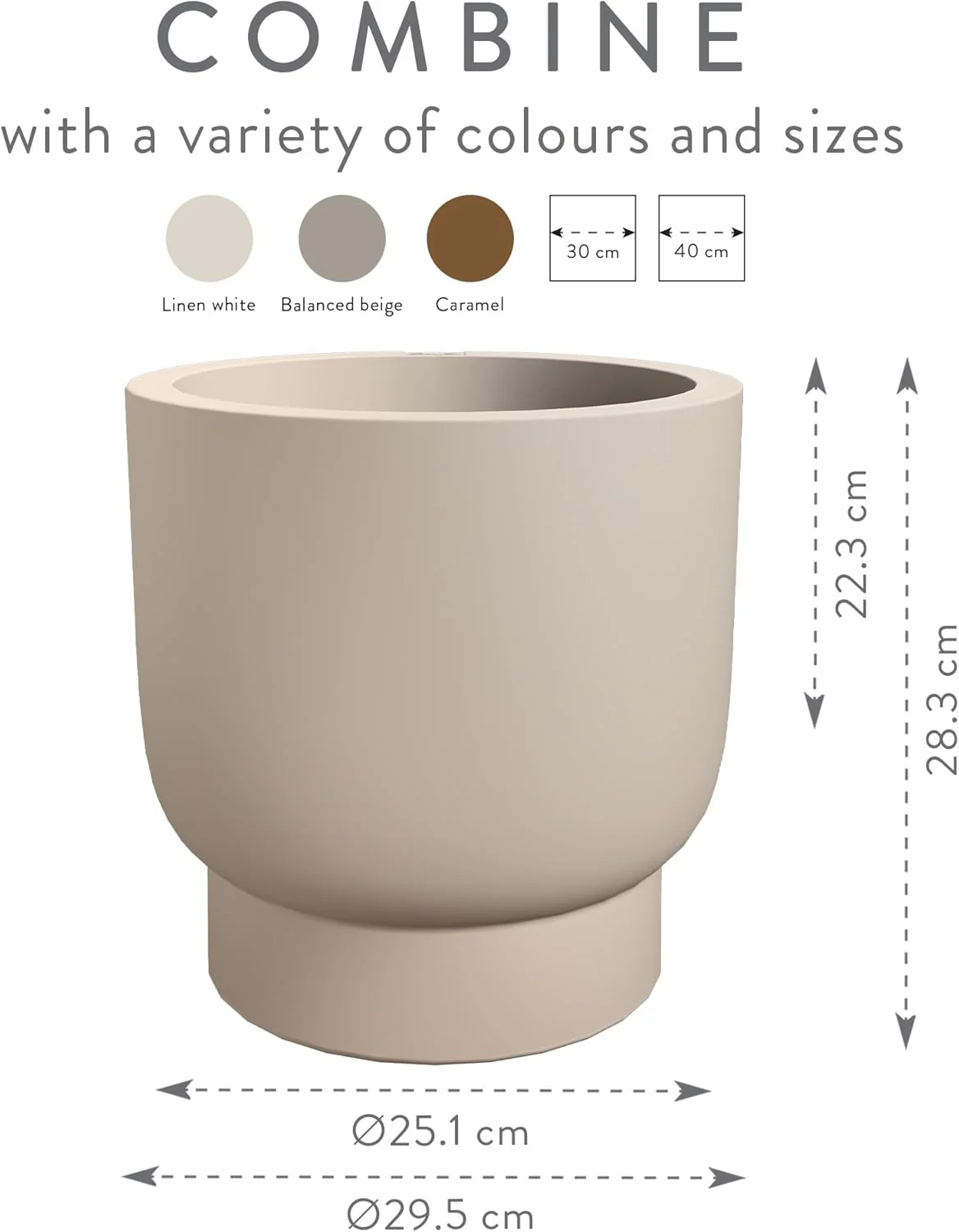 Amber Grail 30cm Indoor / Outdoor Plat Pot - Balanced Beige - Image 5