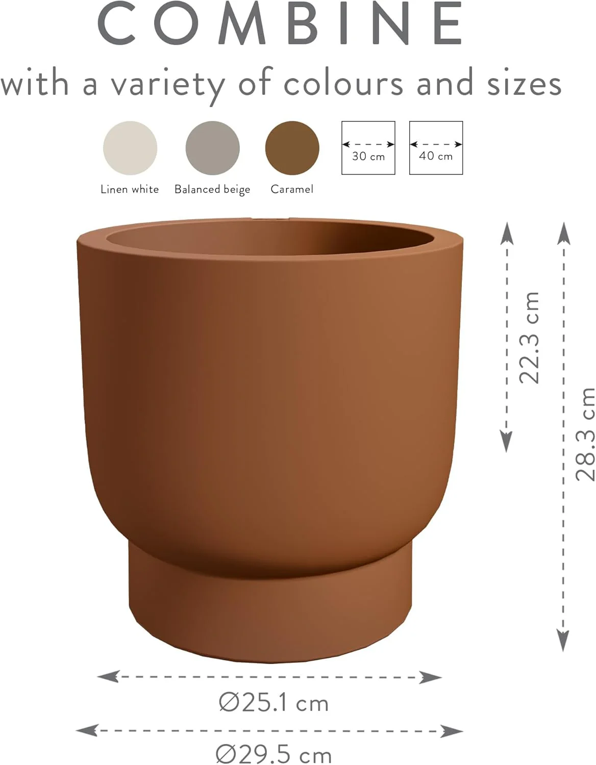 Amber Grail 30cm Indoor / Outdoor Plat Pot - Caramel - Image 5
