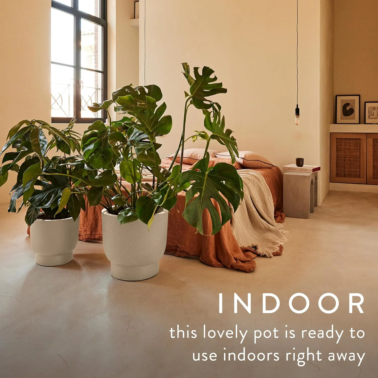 Amber Grail 30cm Indoor / Outdoor Plat Pot - Linen White - Image 4