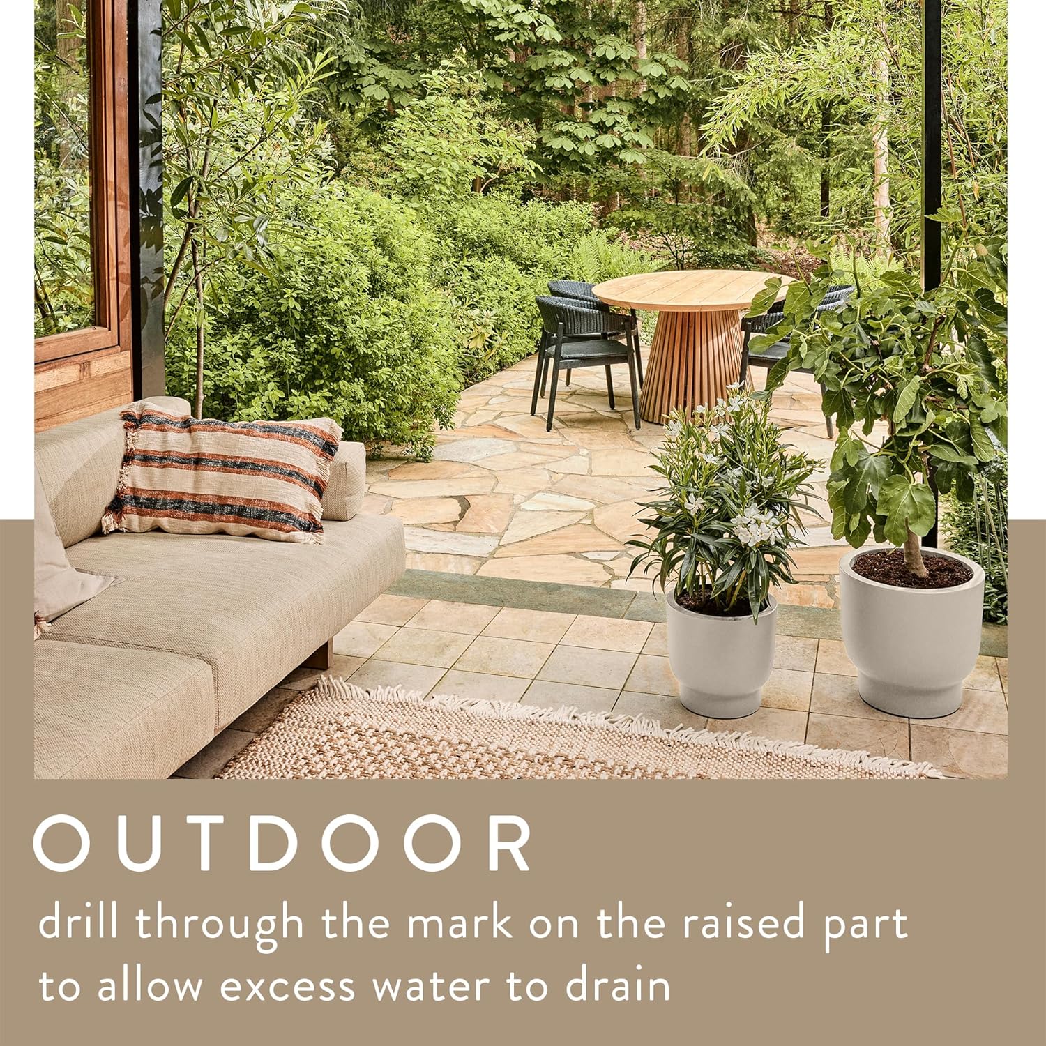 Amber Grail 30cm Indoor / Outdoor Plat Pot - Linen White - Image 5