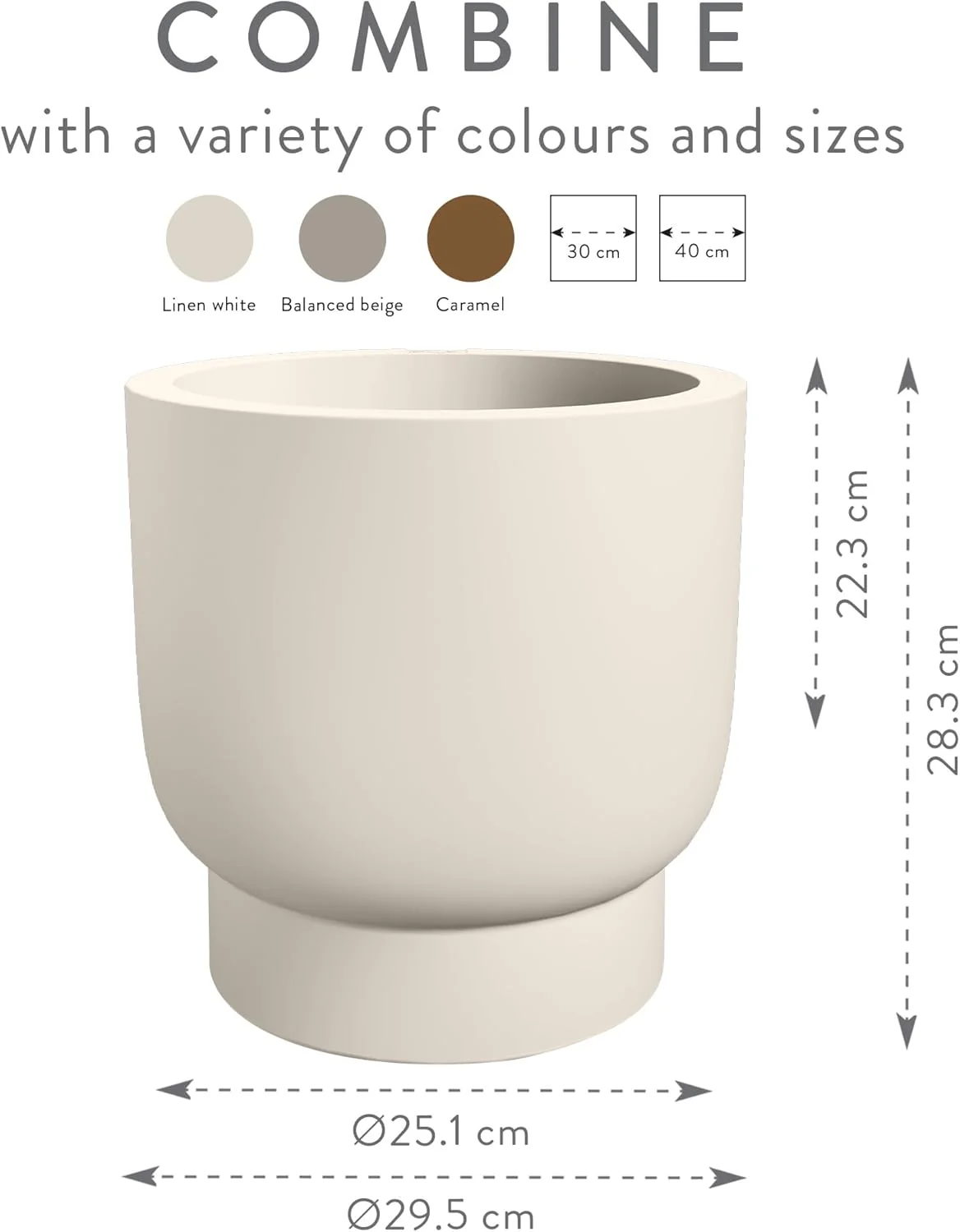 Amber Grail 30cm Indoor / Outdoor Plat Pot - Linen White - Image 6
