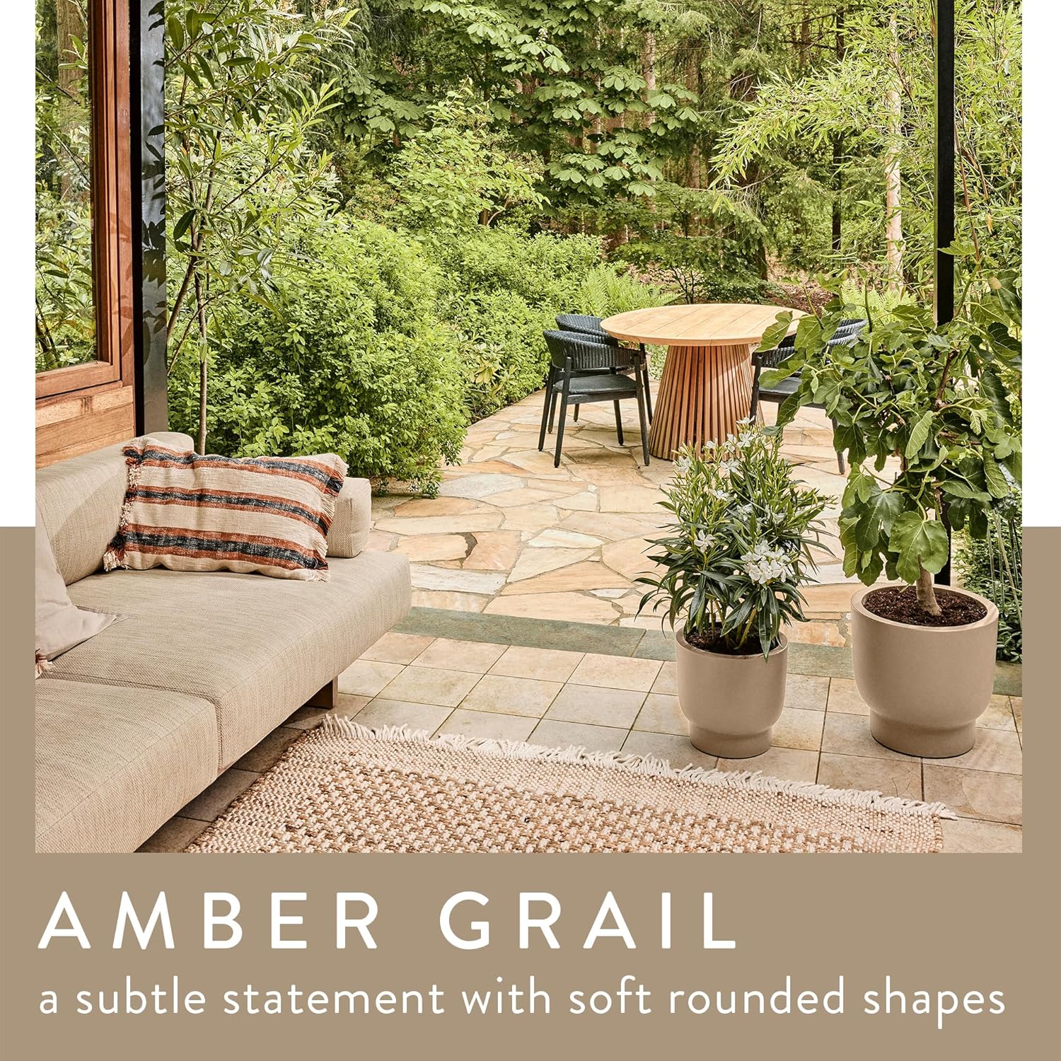 Amber Grail 40cm Indoor / Outdoor Plat Pot - Balanced Beige - Image 2