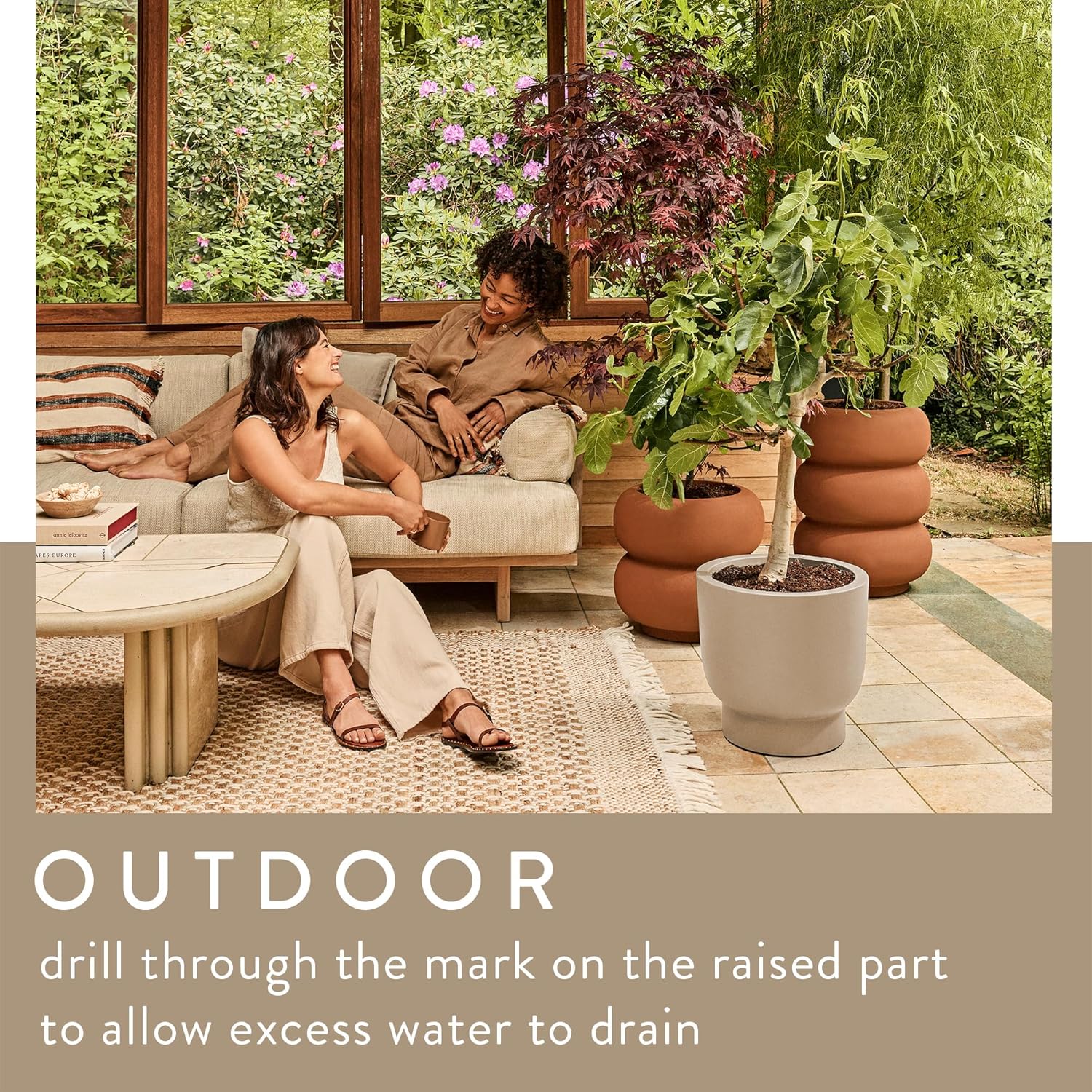 Amber Grail 40cm Indoor / Outdoor Plat Pot - Balanced Beige - Image 5