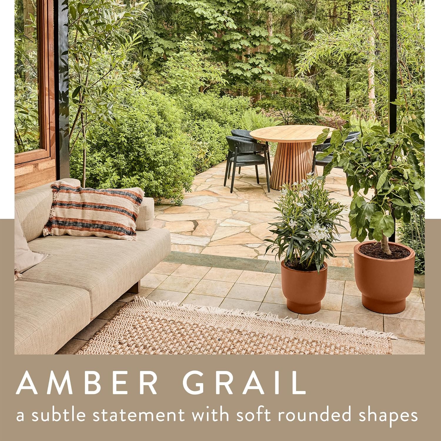 Amber Grail 40cm Indoor / Outdoor Plat Pot - Caramel - Image 2