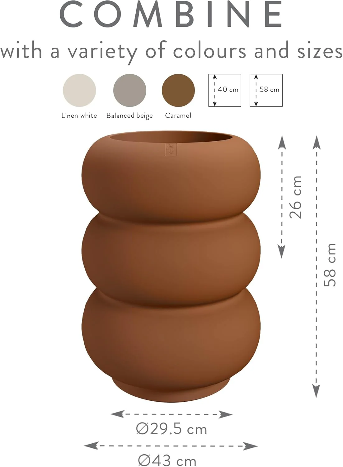 Amber Roll High 43cm Indoor / Outdoor Plant Pot - Caramel - Image 6