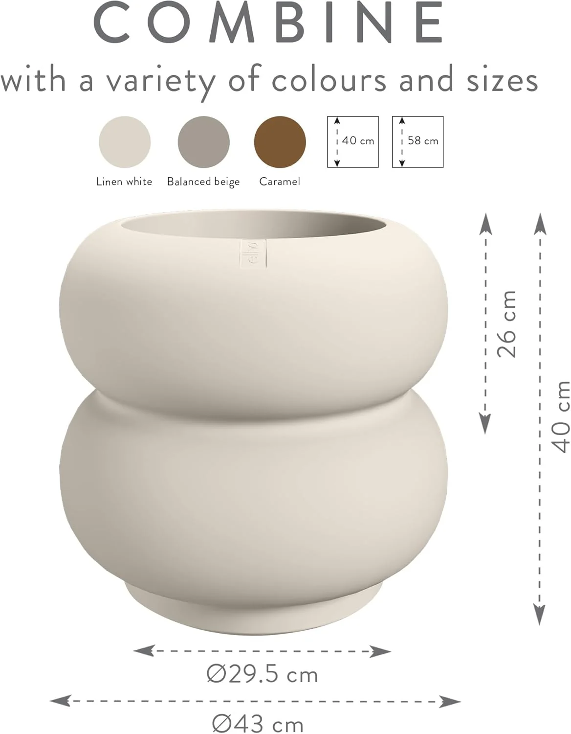 Amber Roll Low 43cm Indoor / Outdoor Plant Pot - Linen White - Image 6