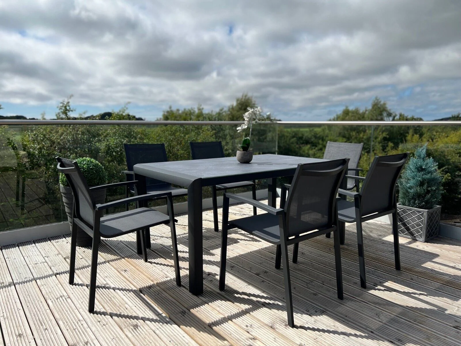 Anzio Aluminium 6 Seat Rectangular Dining Set - Image 6