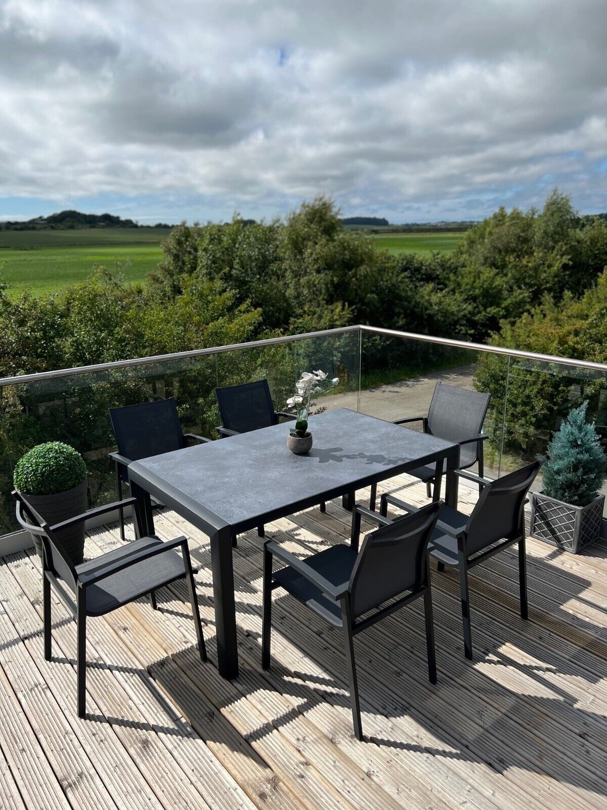 Anzio Aluminium 6 Seat Rectangular Dining Set - Image 7