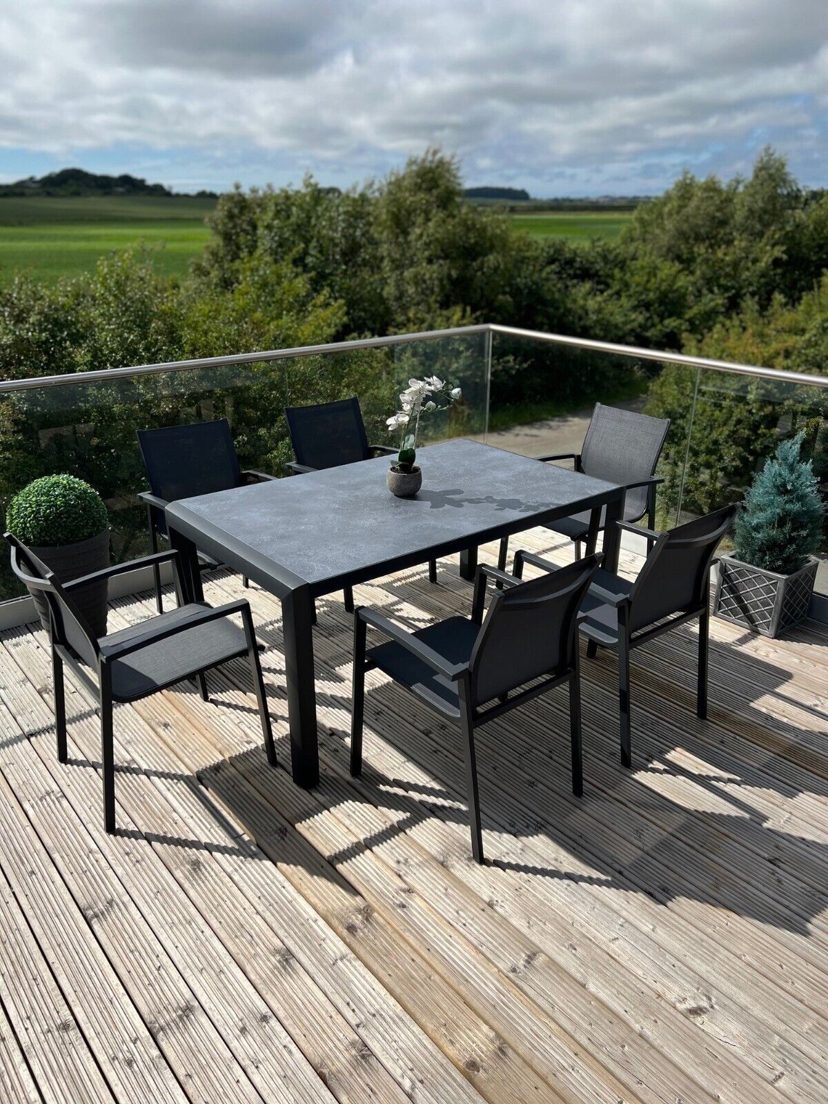 Anzio Aluminium 6 Seat Rectangular Dining Set - Image 9