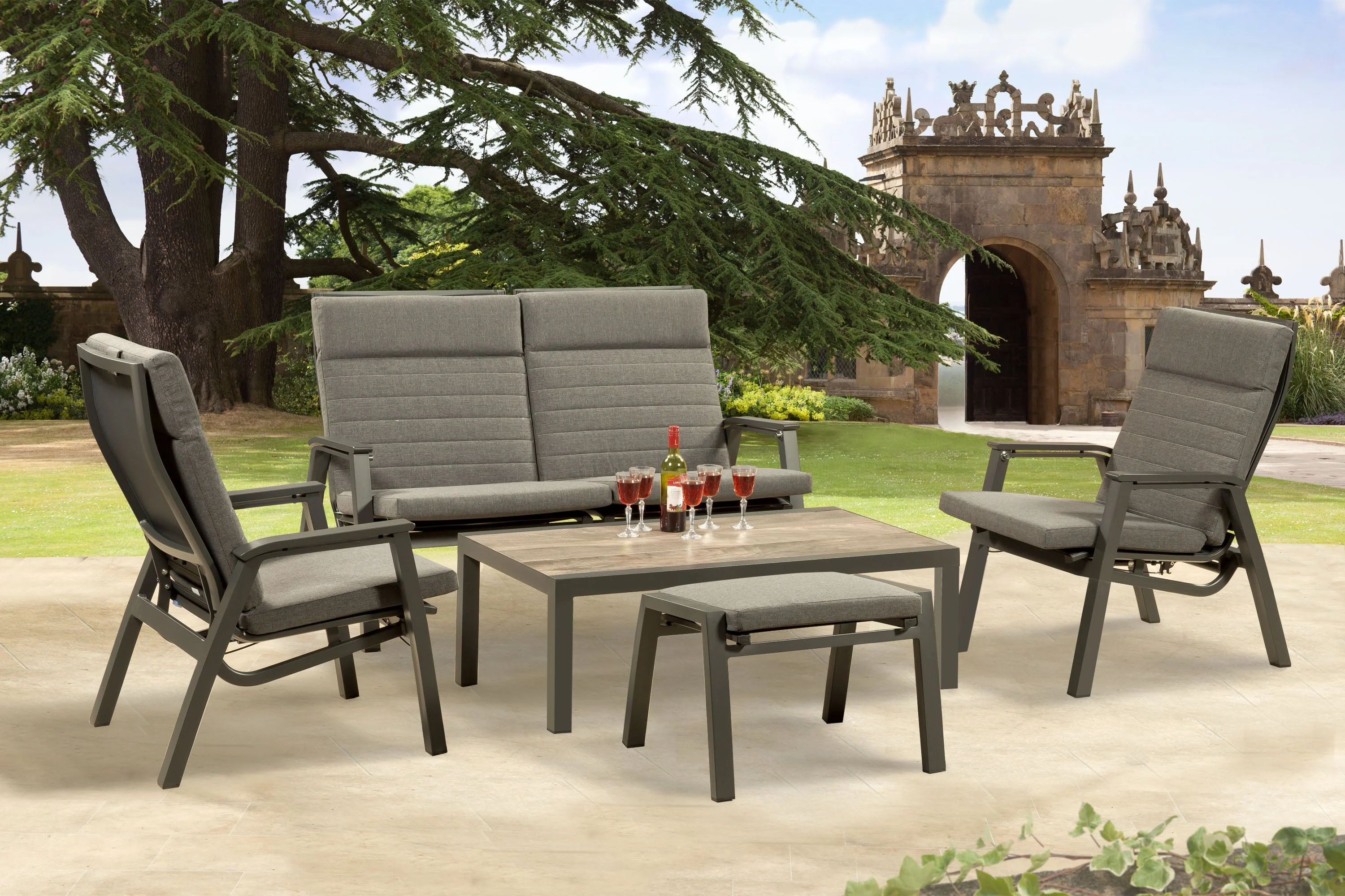 Atlas Reclining Garden Furniture Set 4 Seat 2 Year Warranty - Image 3