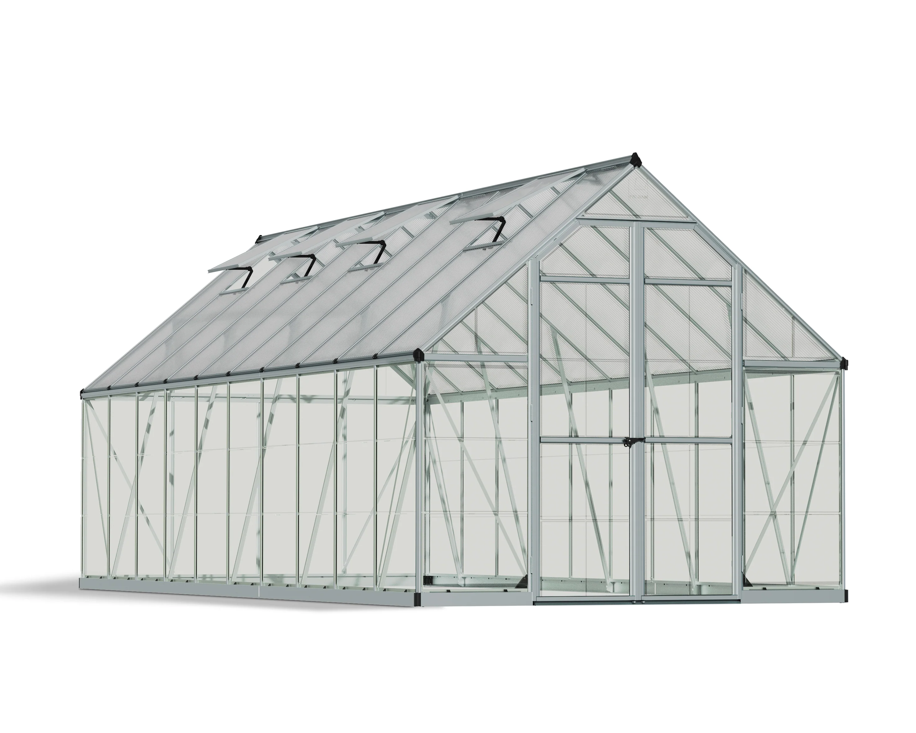 Balance 8' x 20' Greenhouse - Silver Aluminium Frame & Hybrid Polycarbonate Panels - Image 11