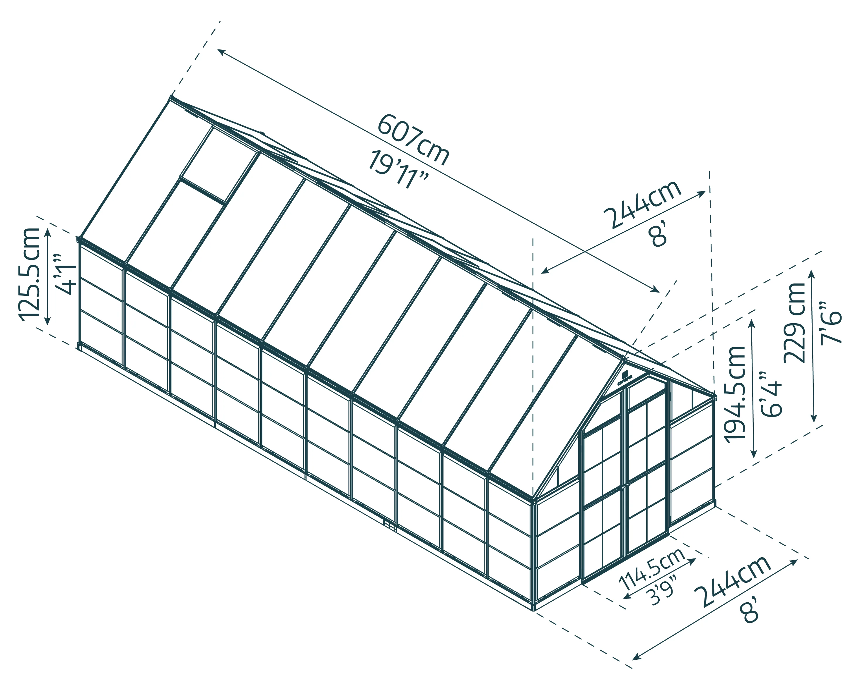 Balance 8' x 20' Greenhouse - Silver Aluminium Frame & Hybrid Polycarbonate Panels - Image 4
