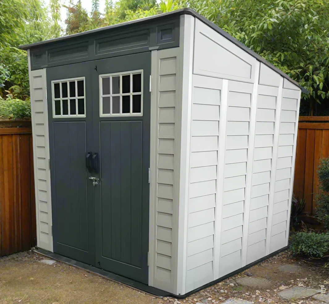 Plastic Garden Pent Shed Heavy Duty 10 Year Warranty Windproof !!  Grey 7x5.4