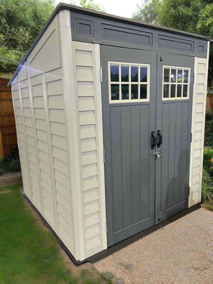 Plastic Garden Pent Shed Heavy Duty 10 Year Warranty Windproof !!  Grey 7x5.4 - Image 2
