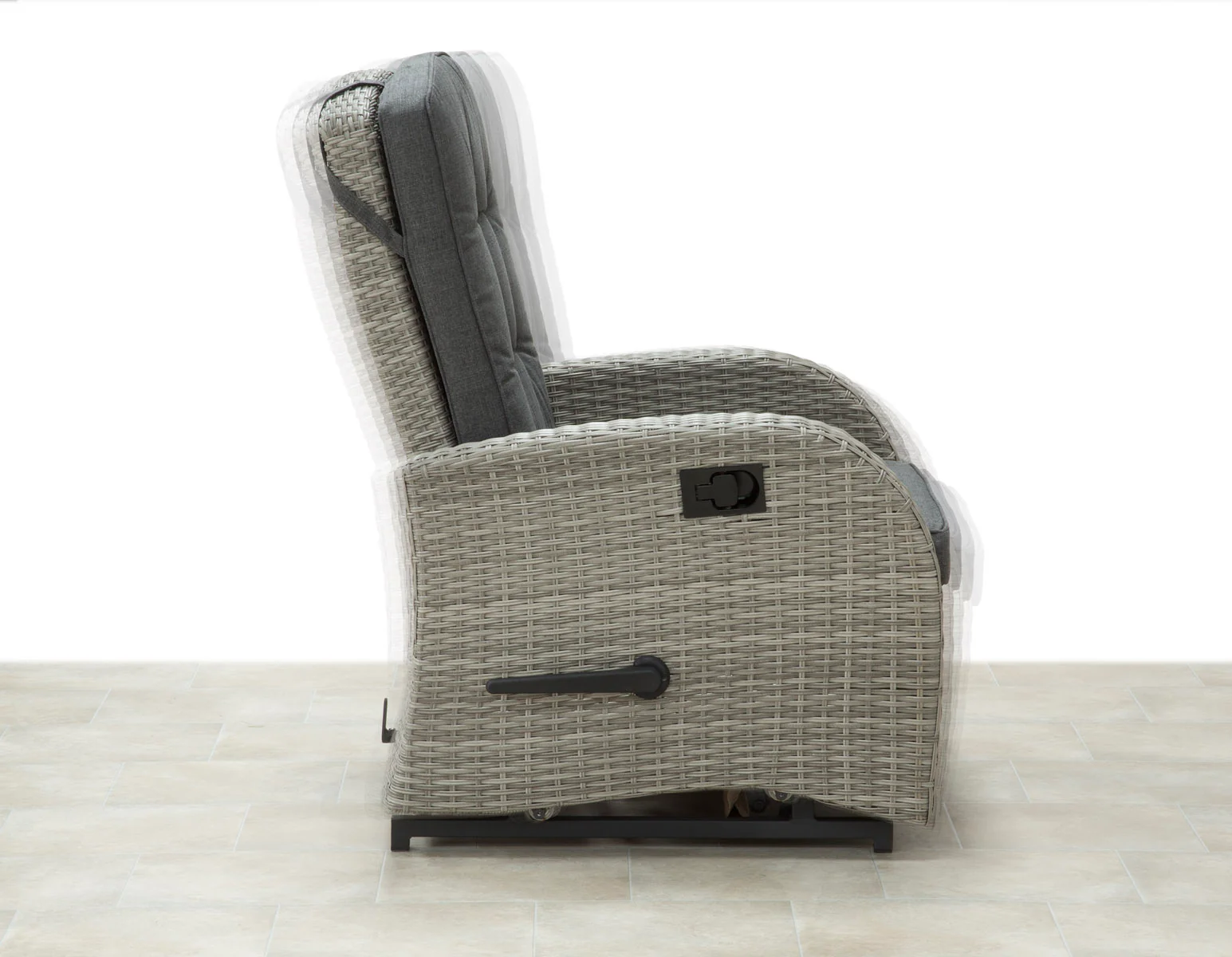 Bellevue Rattan Rocking Garden Chair Set - Grey - Image 4