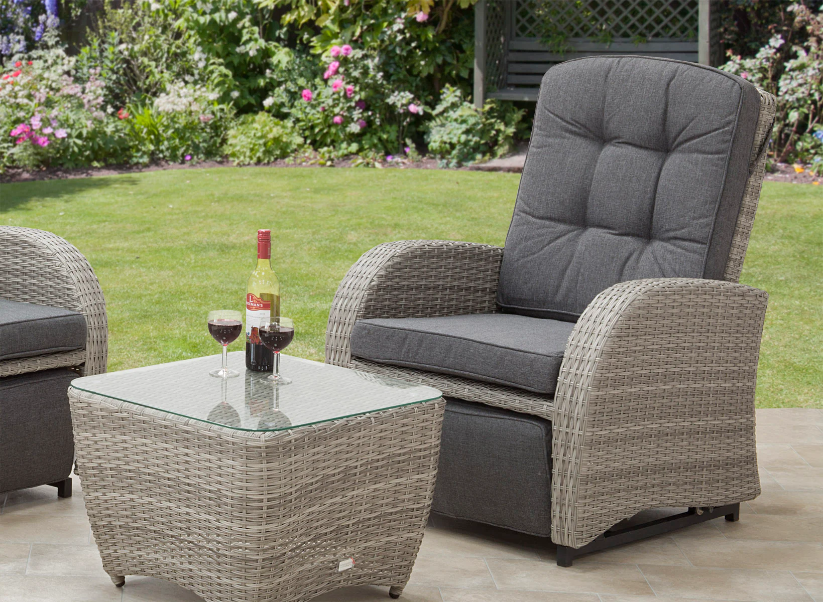 Bellevue Rattan Rocking Garden Chair Set - Grey - Image 8