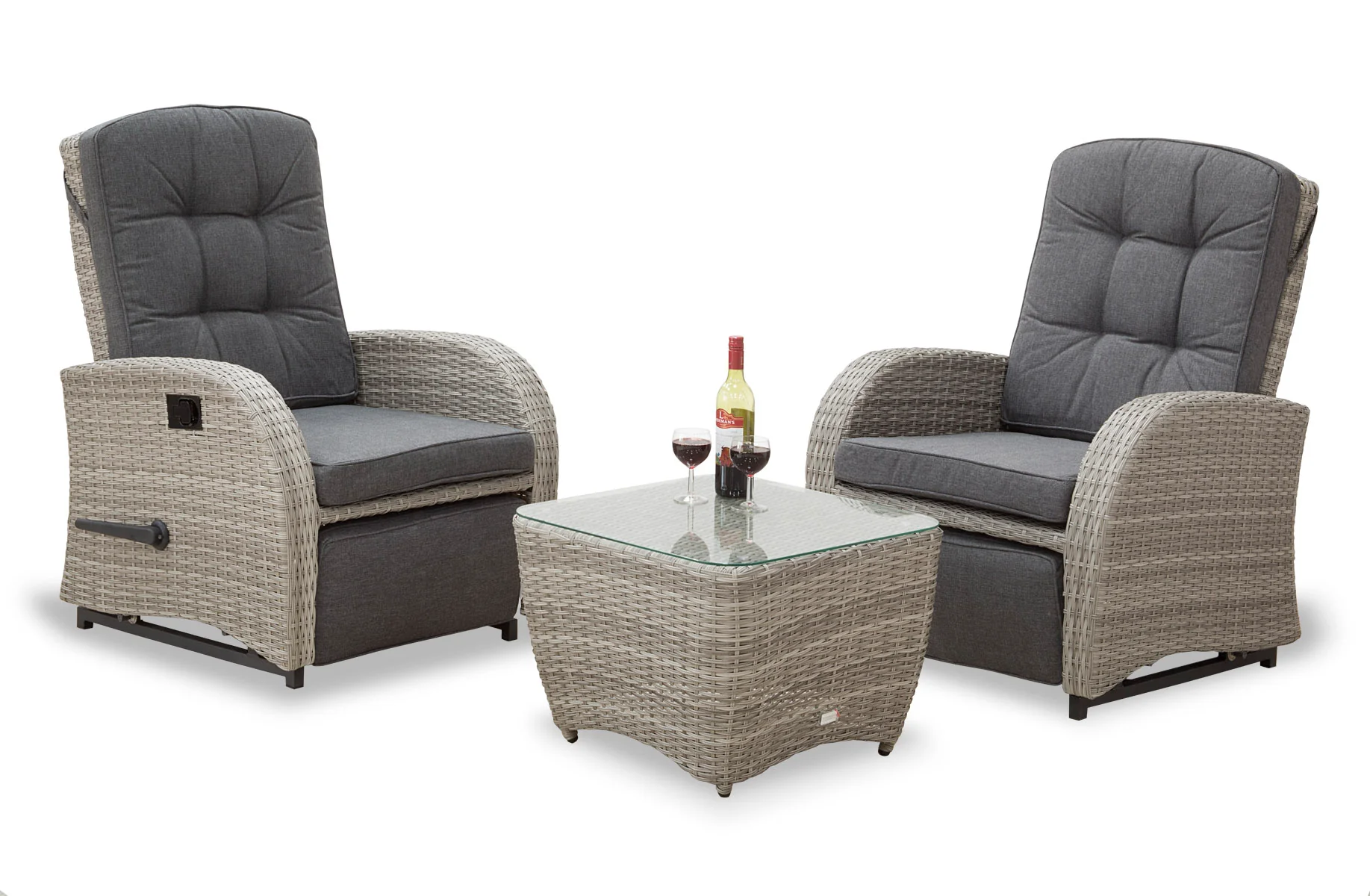 Bellevue Rattan Rocking Garden Chair Set - Grey - Image 9