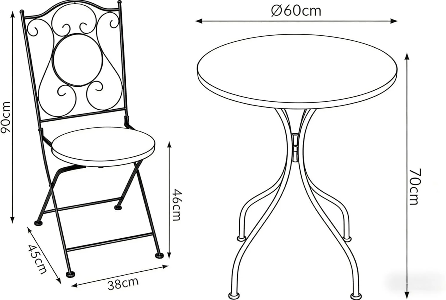 Blue Tulip Print Mosaic Metal Bistro Set - Image 4