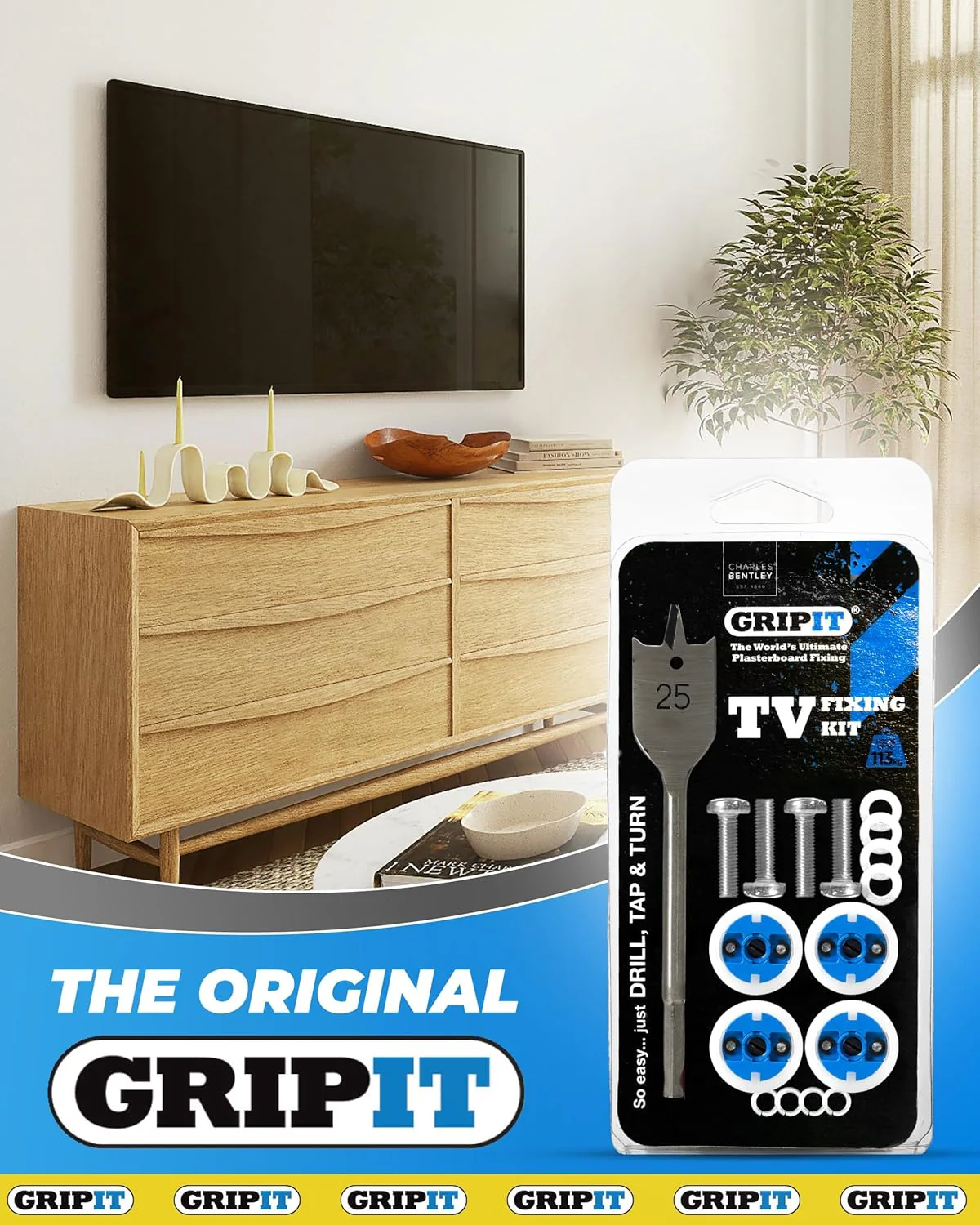 Blue TV Kit - Pack of 4 - Heavy Duty Plasterboard Fixings for Drywall & Stud Wall - Image 6