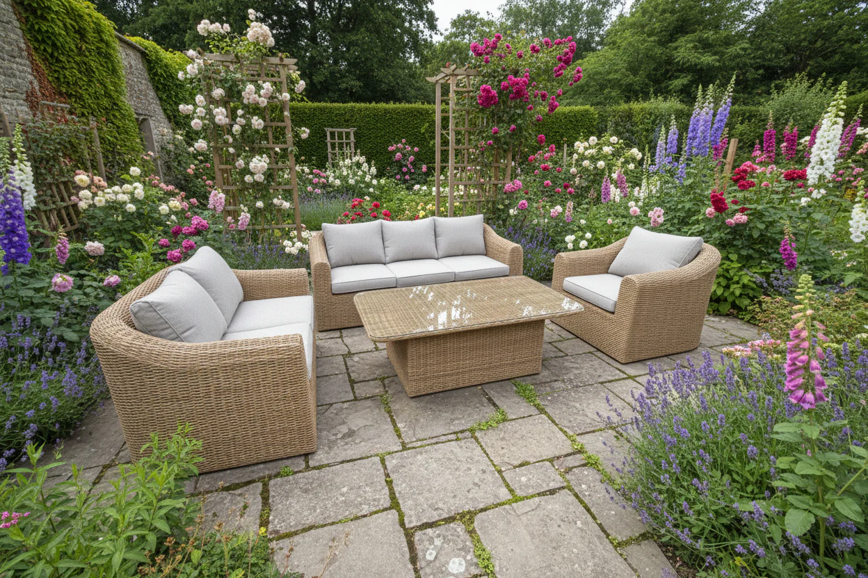 Cheltenham Luxury Rattan 6 Seat Aluminium Frame Garden Furniture Set