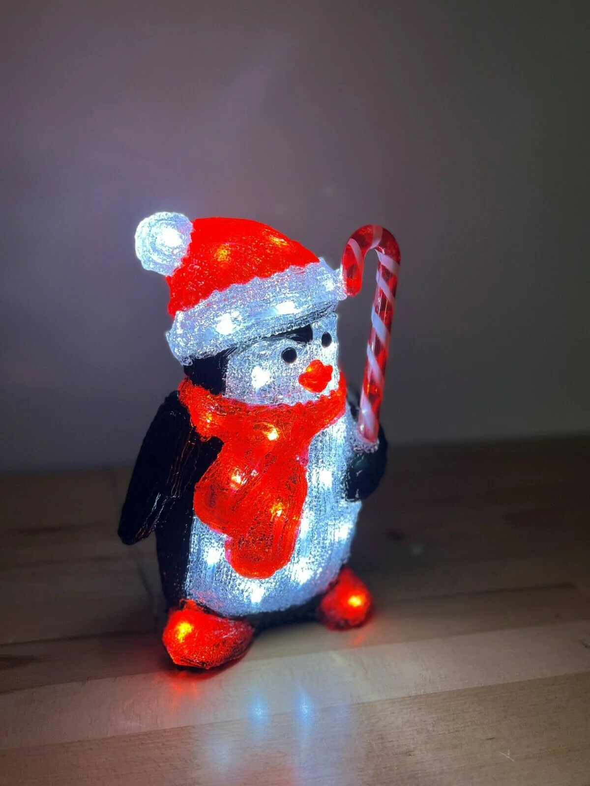 30cm Penguin with Candy Cane Acrylic Figure - Image 3