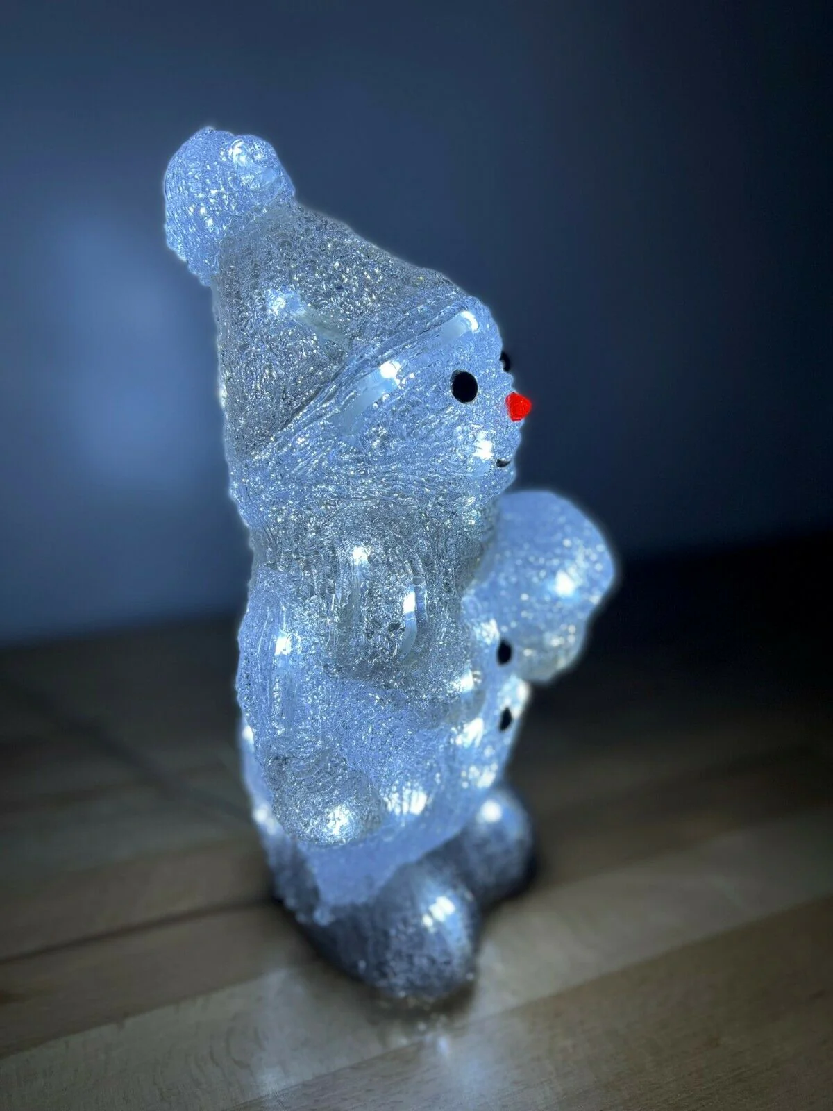 31cm Acrylic Snowman Holding Snowball with LED Lights - Image 3