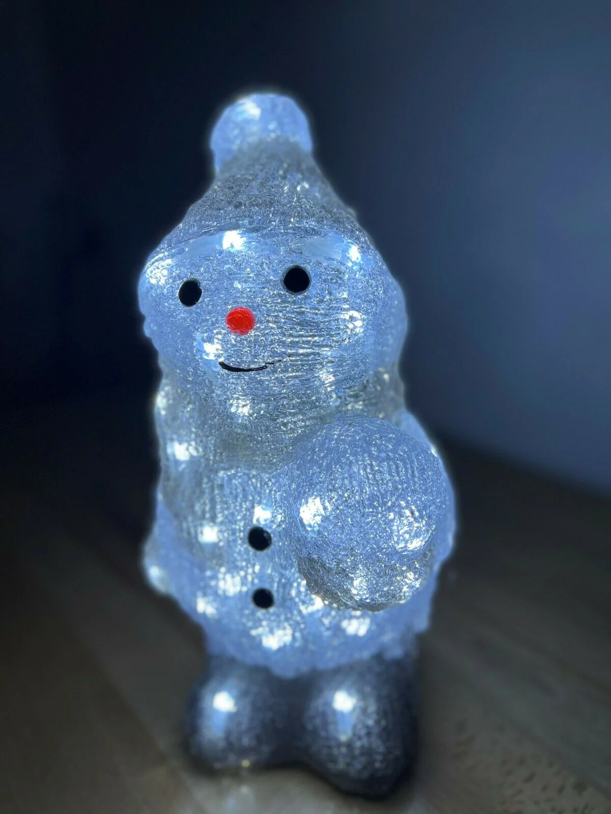 31cm Acrylic Snowman Holding Snowball with LED Lights - Image 6