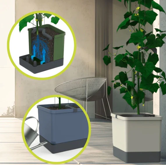 Curt Cucumber Planter Light Grey - Climbing Aid & Self-Watering System - Image 5
