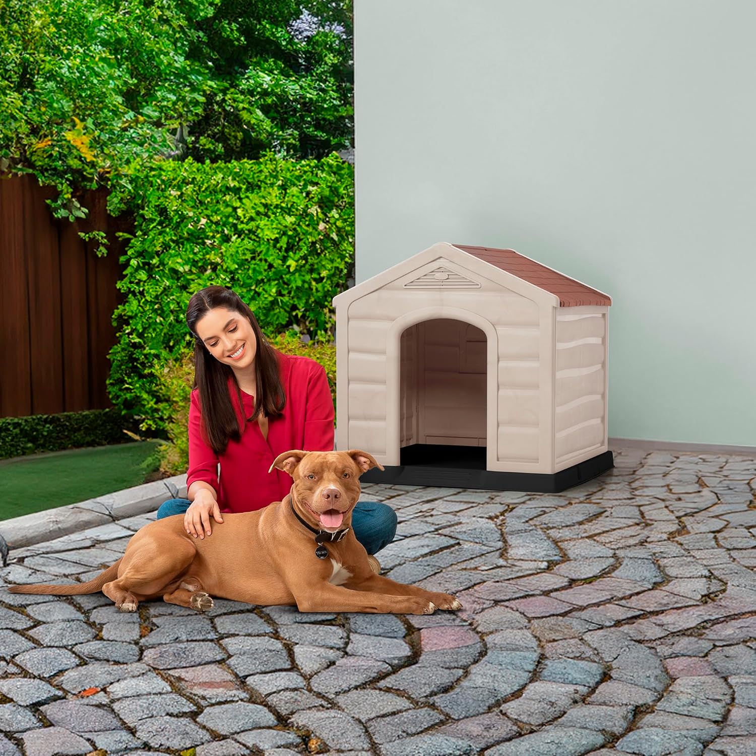 Dog House Kennel for Medium to Large Breeds - Terracotta Roof - Image 3