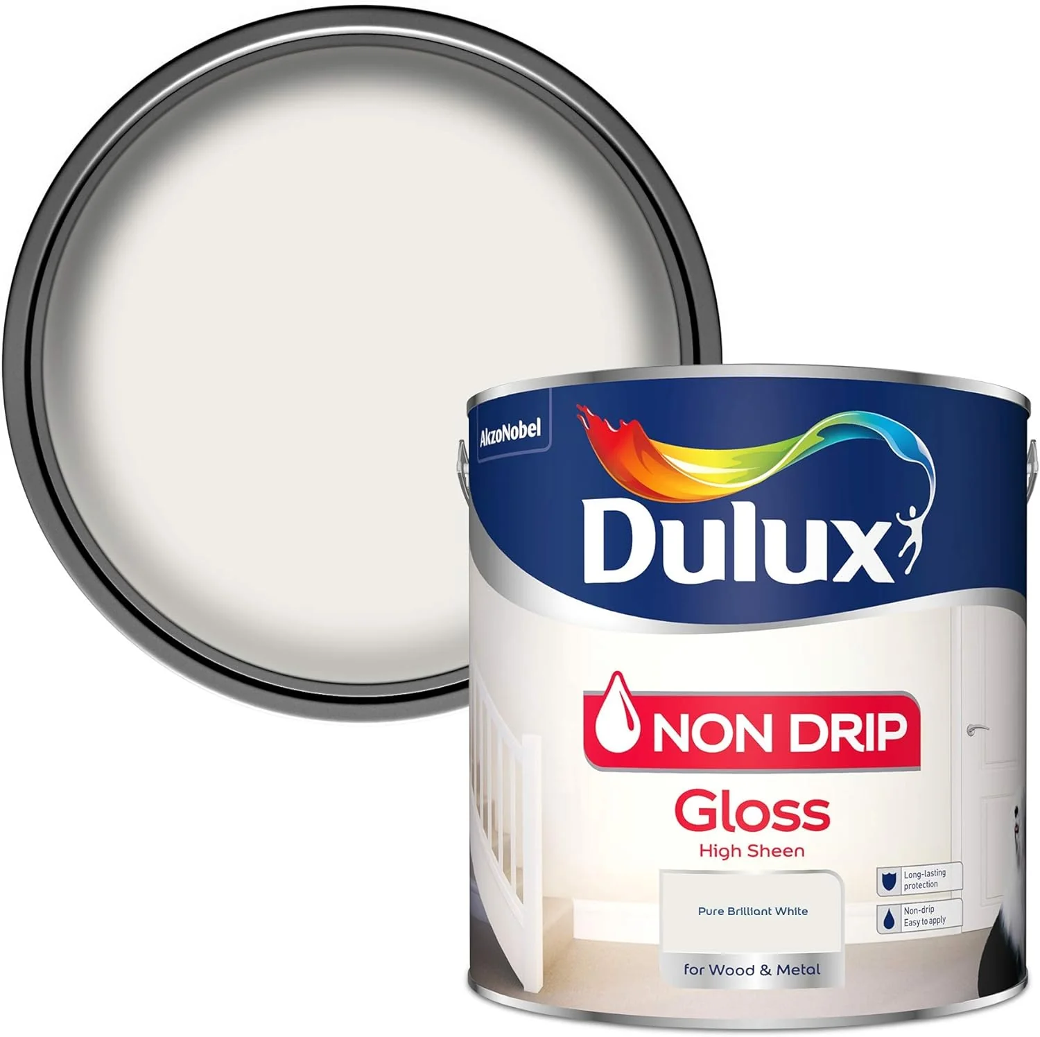 Dulux Non Drip Gloss Pure Brilliant White 2.5L - Image 3
