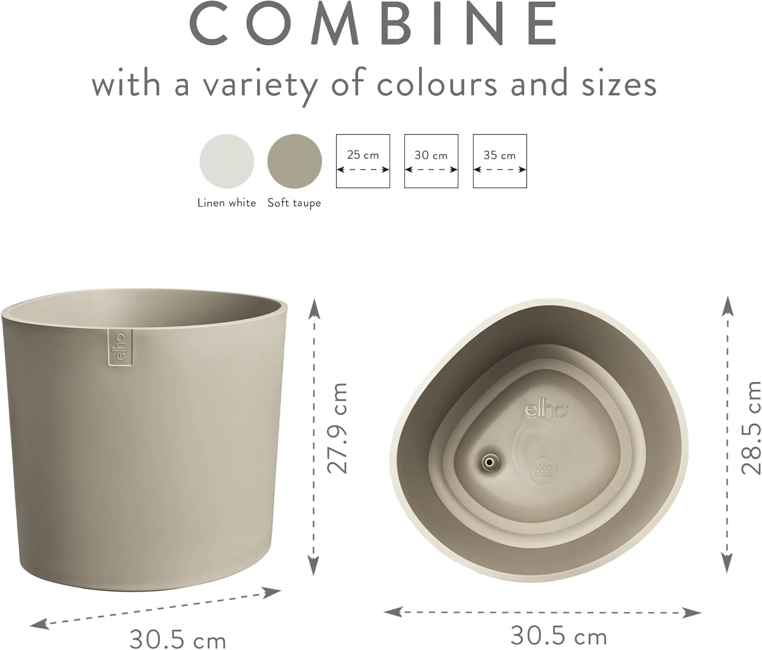 Eden 30cm Indoor / Outdoor Plant Pot - Soft Taupe - Image 6